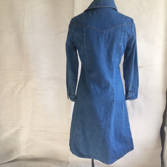 VTG 70s Landlubber Dress Western Denim Snap Coat - Picture 5 of 8